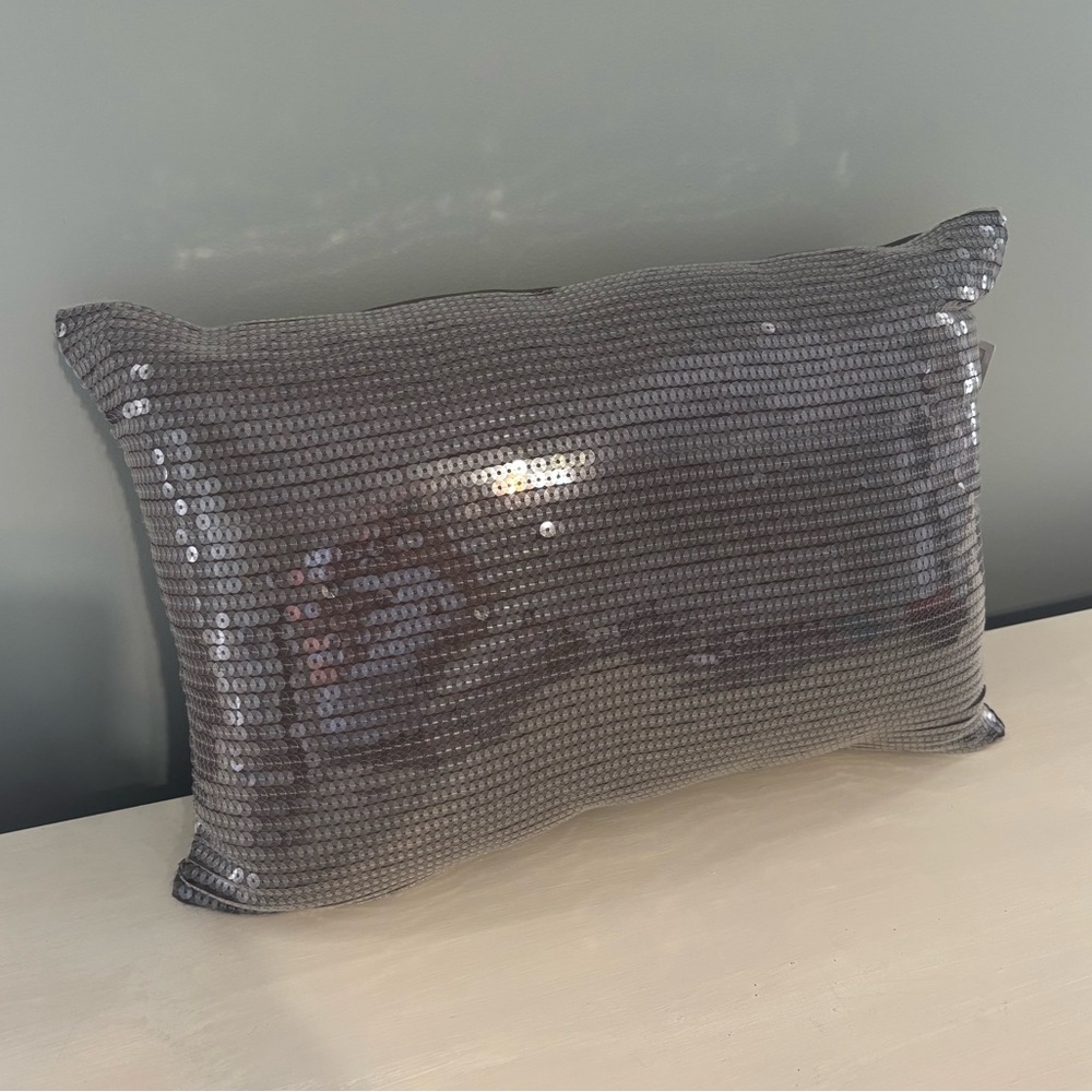 Bella Lux Taupe Sequined Accent Pillow 12” x 18” NWT